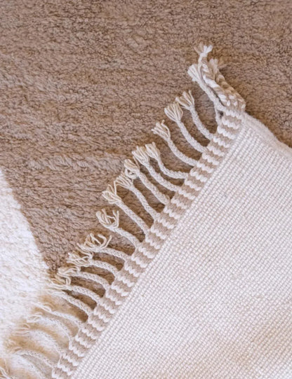 Handwoven Moroccan Tan Wool Rug 11.5 x 8.1 ft / 350 x 248 cm - Surcoma