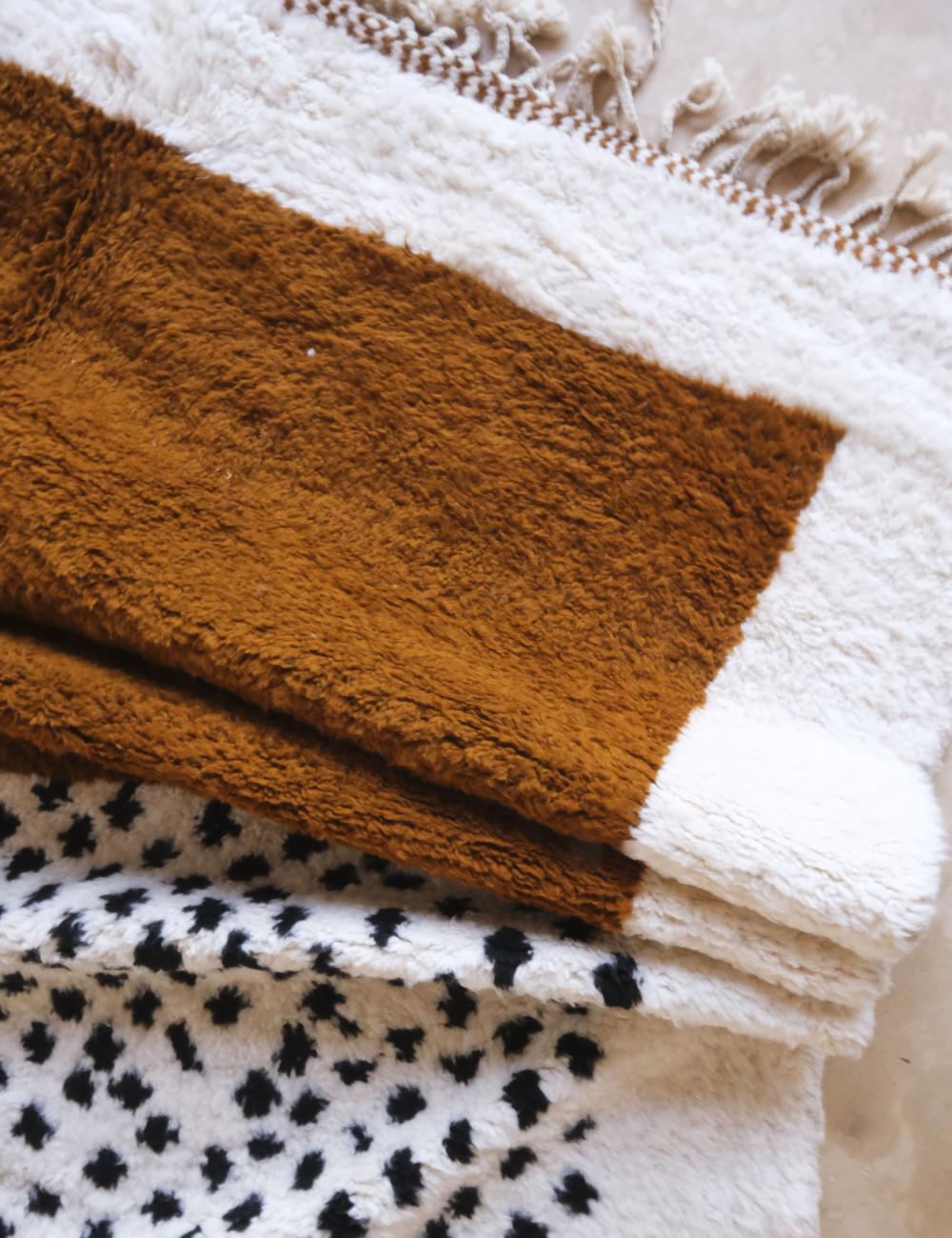 Moroccan Custom Caramel Brown Handwoven Wool Rug