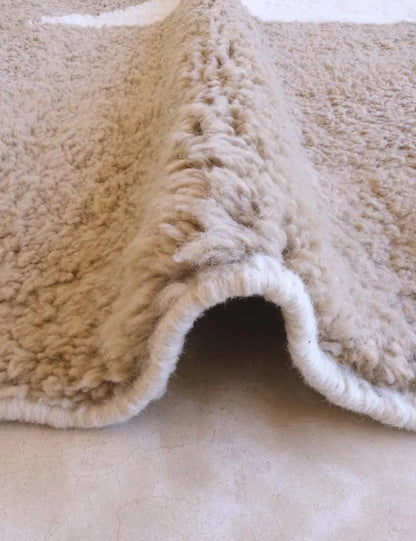 Handwoven Moroccan Tan Wool Rug 11.5 x 8.1 ft / 350 x 248 cm - Surcoma
