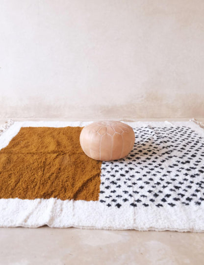 Moroccan Custom Caramel Brown Handwoven Wool Rug