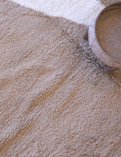 Handwoven Moroccan Tan Wool Rug 11.5 x 8.1 ft / 350 x 248 cm - Surcoma
