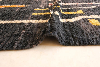 Moroccan Abstract Black Wool Rug 9.4 x 5.9 ft / 287 x 180 cm - Surcoma