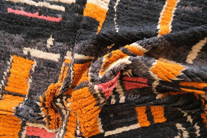Moroccan Abstract Black Wool Rug 9.4 x 5.9 ft / 287 x 180 cm - Surcoma
