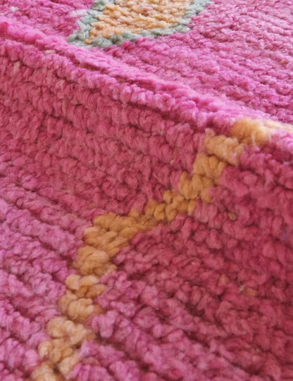Boujad Moroccan Rug in Bold Pink with Geometric Tribal Motifs 9 x 5.5 ft / 274 x 170 cm - Surcoma