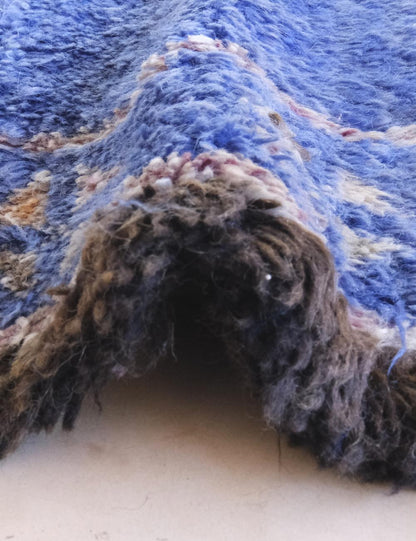 Indigo Blue Moroccan Wool Rug 14.4 x 6.1 ft / 440 x 186 cm