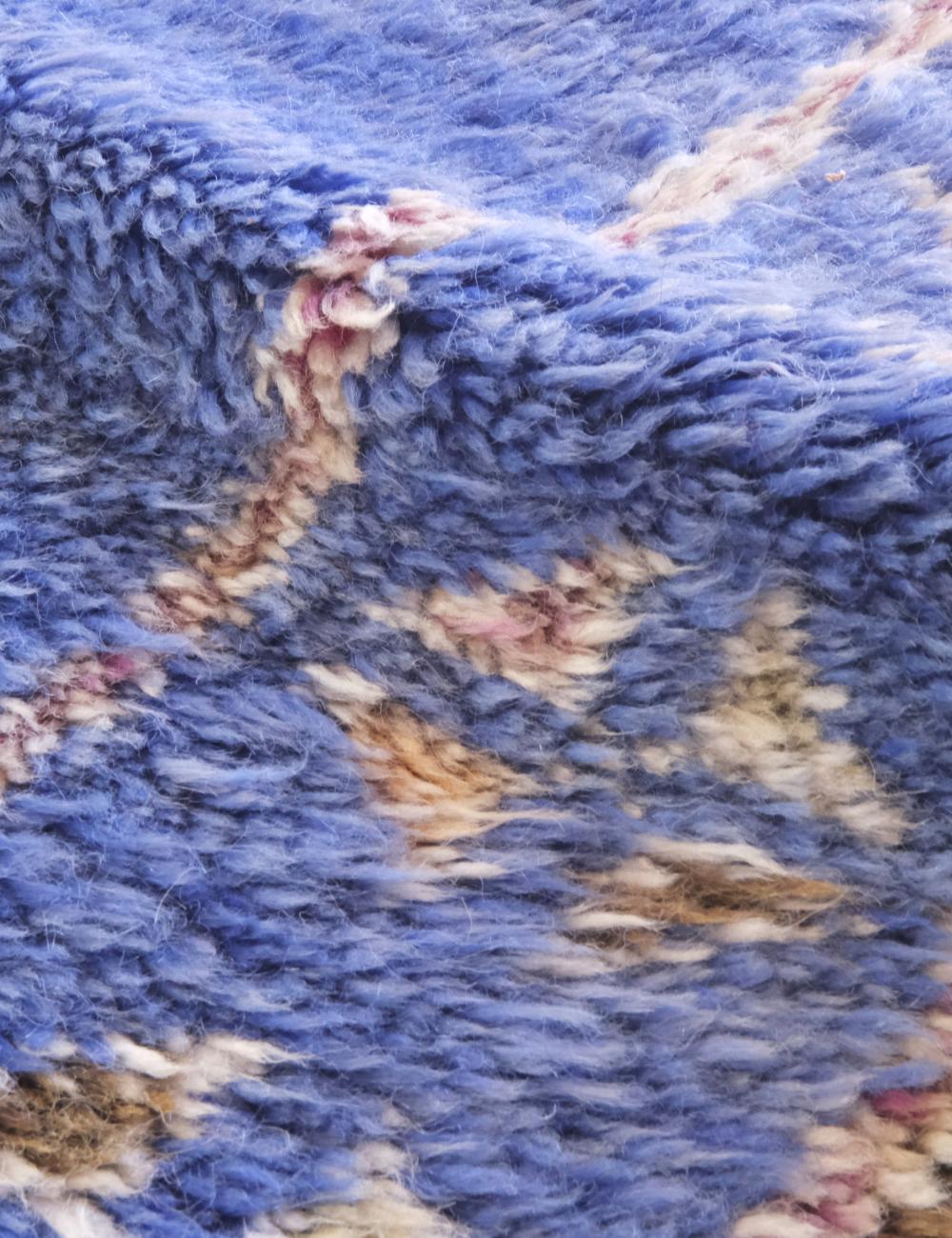 Indigo Blue Moroccan Wool Rug 14.4 x 6.1 ft / 440 x 186 cm