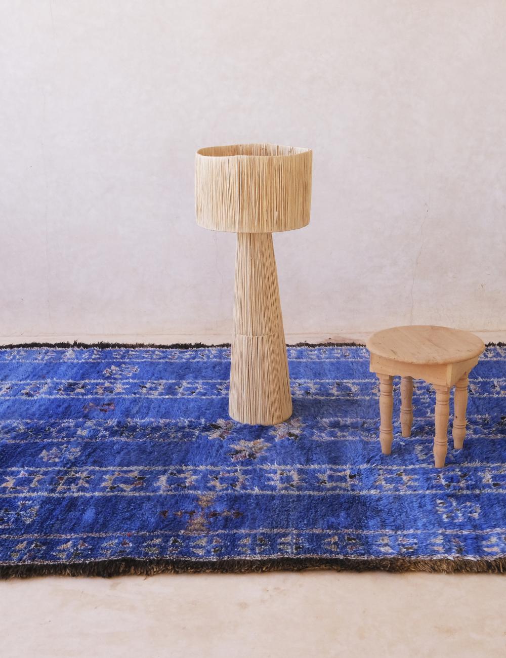 Indigo Blue Moroccan Wool Rug 14.4 x 6.1 ft / 440 x 186 cm