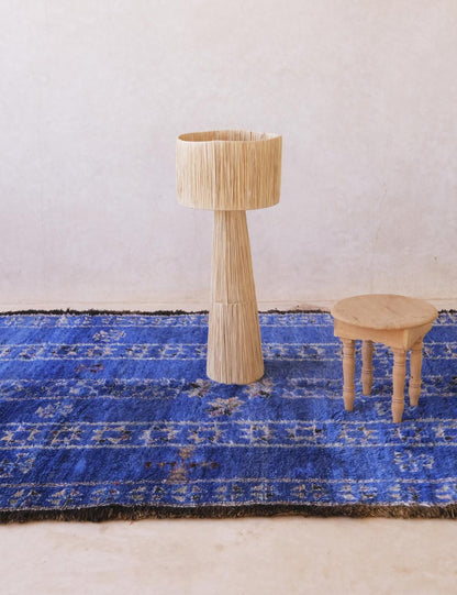Indigo Blue Moroccan Wool Rug 14.4 x 6.1 ft / 440 x 186 cm