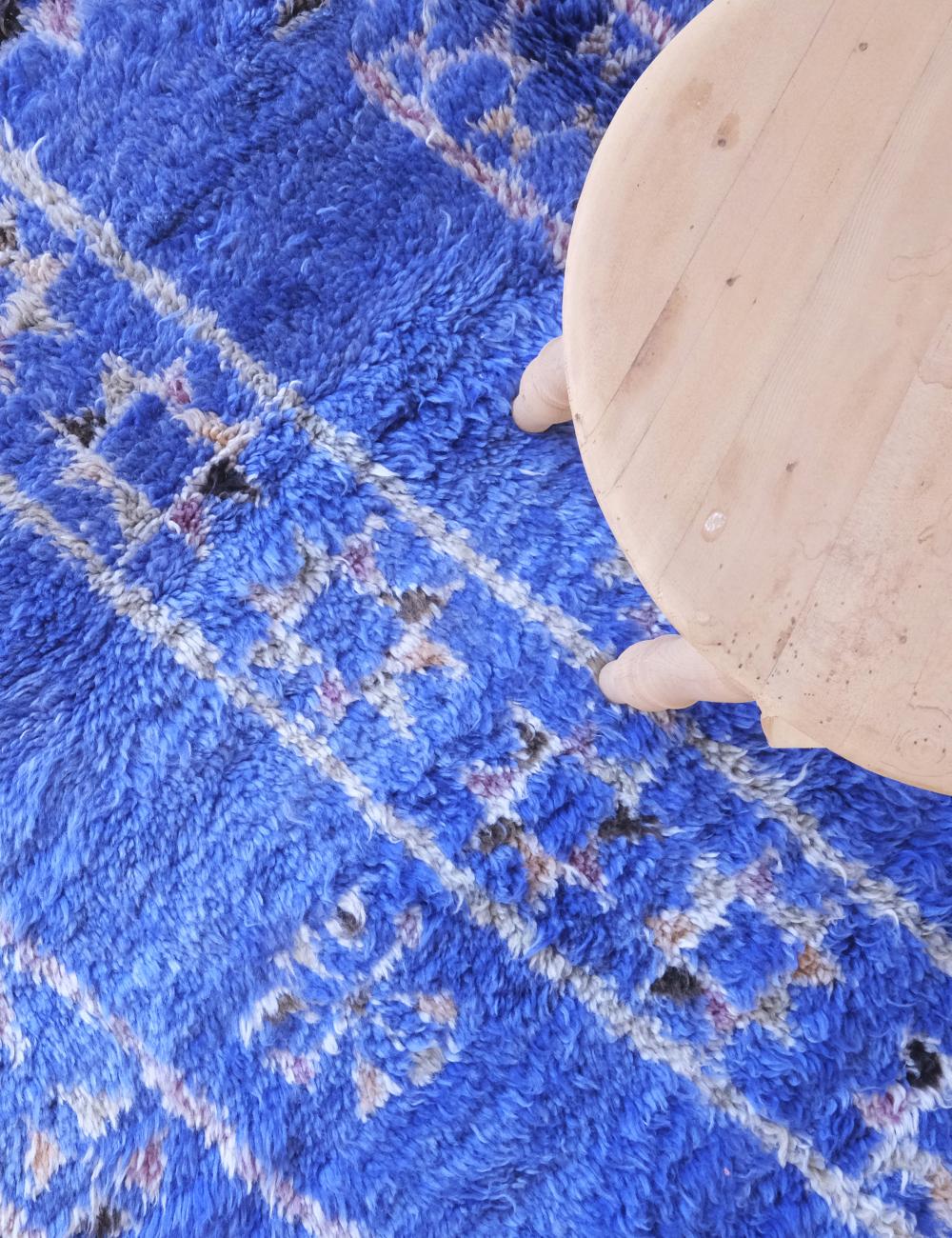 Indigo Blue Moroccan Wool Rug 14.4 x 6.1 ft / 440 x 186 cm