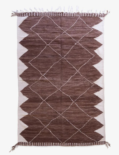 Brown Kilim Moroccan Rug 10 x 6.5 ft / 305 x 200 cm - Surcoma