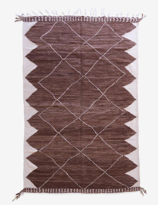 Brown Kilim Moroccan Rug 10 x 6.5 ft / 305 x 200 cm