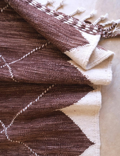 Brown Kilim Moroccan Rug 10 x 6.5 ft / 305 x 200 cm - Surcoma