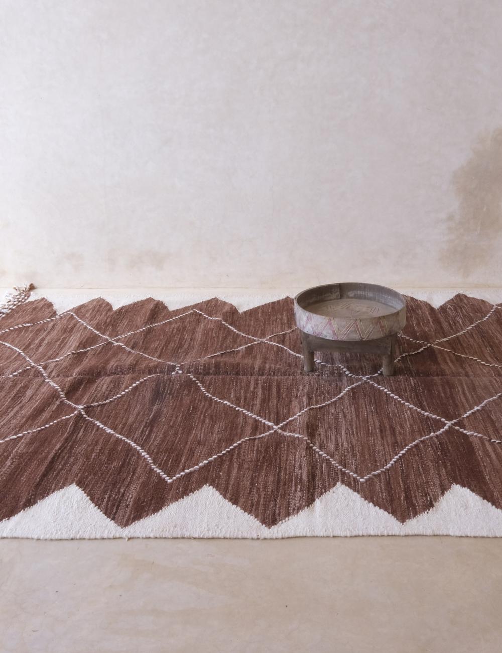 Brown Kilim Moroccan Rug 10 x 6.5 ft / 305 x 200 cm