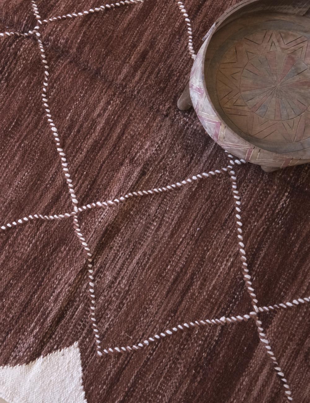 Brown Kilim Moroccan Rug 10 x 6.5 ft / 305 x 200 cm