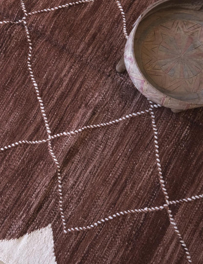 Brown Kilim Moroccan Rug 10 x 6.5 ft / 305 x 200 cm - Surcoma