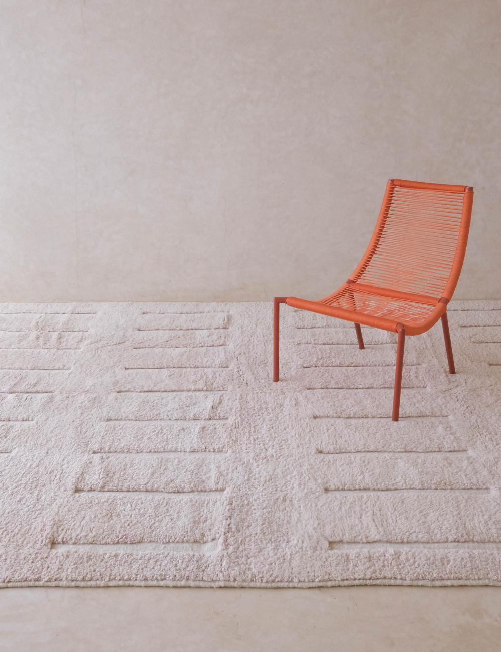 Custom Pale Pink Textured Moroccan Rug - Forma 81