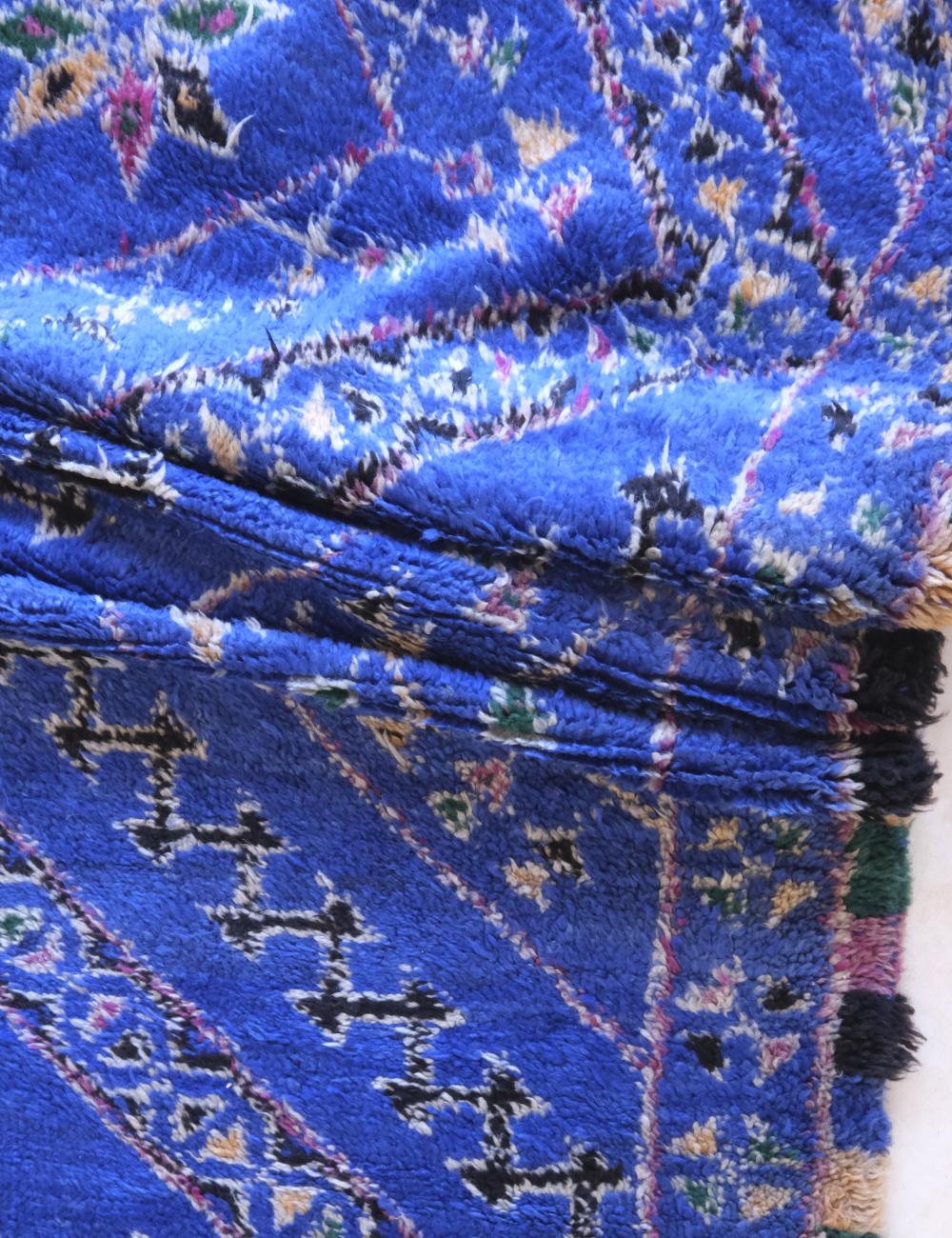 Masterpiece Indigo Blue Moroccan Rug 14.4 x 6.8 ft / 440 x 208 cm