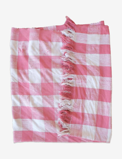 Pink Moroccan Checkered Throw Blanket 8.3 x 6.1 ft / 252 x 186 cm