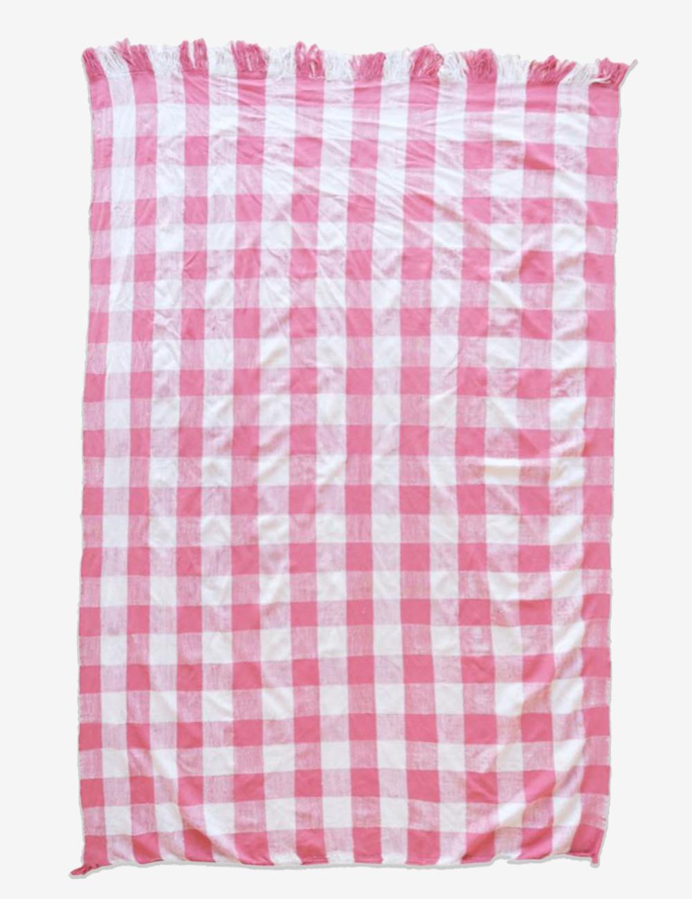 Pink Moroccan Checkered Throw Blanket 8.3 x 6.1 ft / 252 x 186 cm