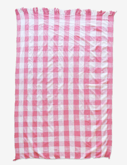 Pink Moroccan Checkered Throw Blanket 8.3 x 6.1 ft / 252 x 186 cm