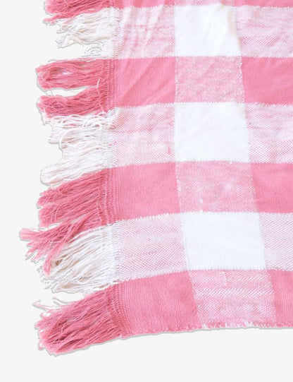 Pink Moroccan Checkered Throw Blanket 8.3 x 6.1 ft / 252 x 186 cm