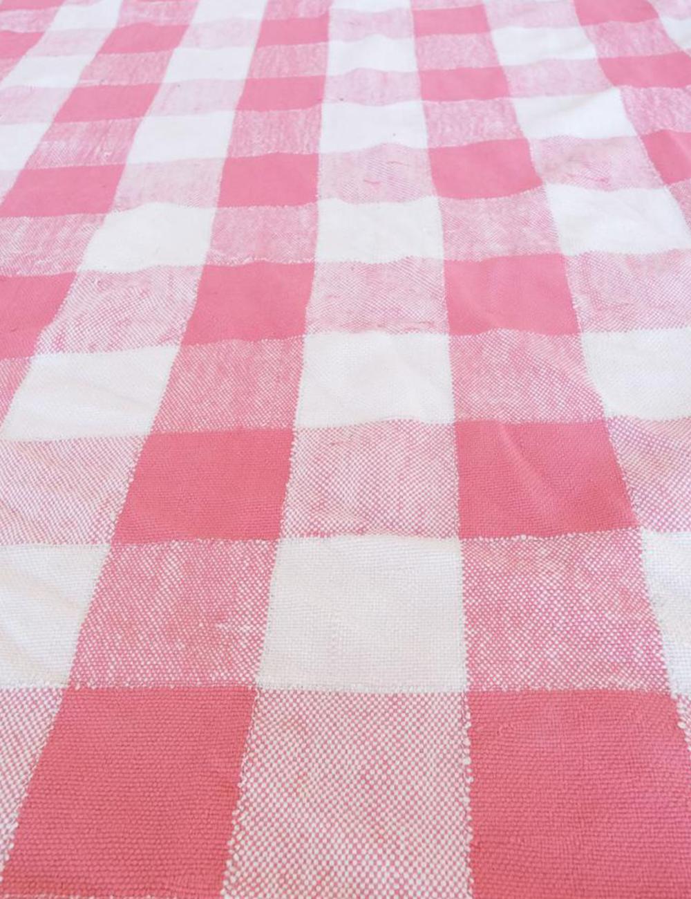 Pink Moroccan Checkered Throw Blanket 8.3 x 6.1 ft / 252 x 186 cm