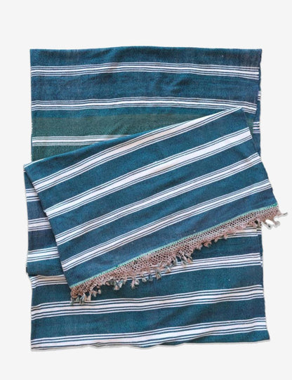 Striped Moroccan Berber Blanket 12.1 x 6.2 ft / 368 x 187 cm