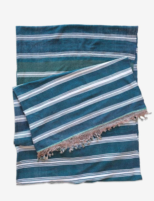 Striped Moroccan Berber Blanket 12.1 x 6.2 ft / 368 x 187 cm