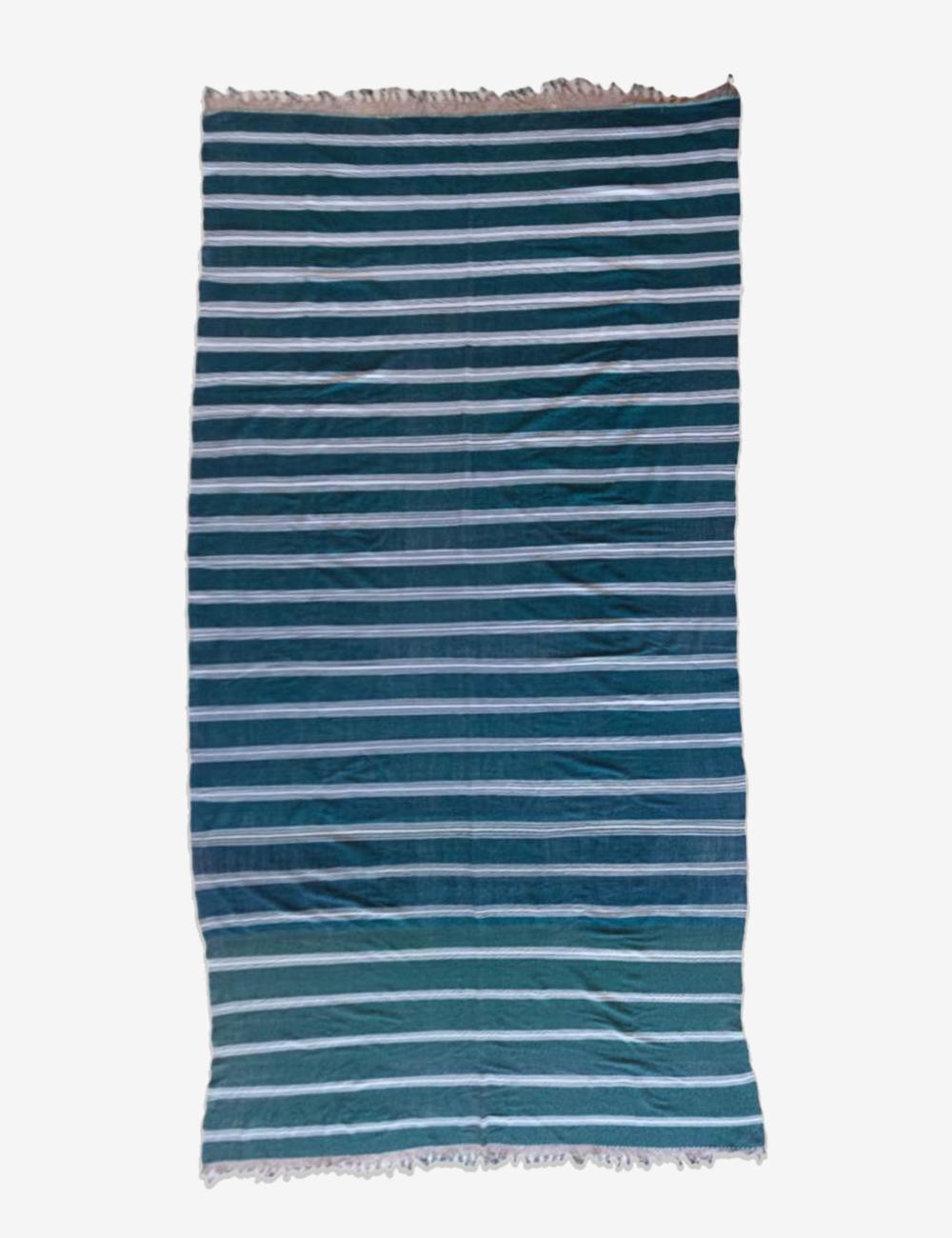 Striped Moroccan Berber Blanket 12.1 x 6.2 ft / 368 x 187 cm