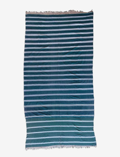 Striped Moroccan Berber Blanket 12.1 x 6.2 ft / 368 x 187 cm