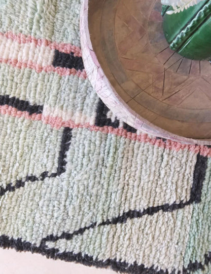 Mint Green Moroccan Runner Rug 9.7 x 2.6 ft / 295 x 82 cm - Surcoma