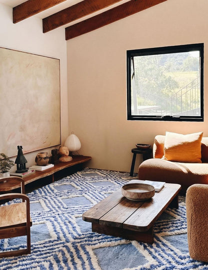 Blue Beni Mrirt Moroccan Custom Rug - Forma 86