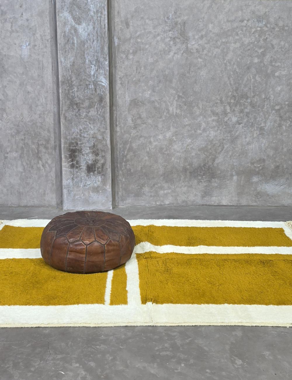 Modern Mustard Boujad Rug 7.5 x 5.1 ft / 230 x 157 cm