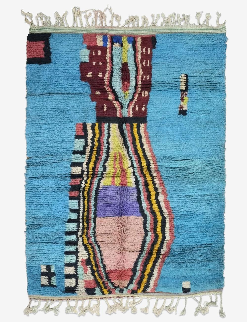 Turquoise Handwoven Berber Wool Rug 9 x 6.1 ft / 273 x 187 cm