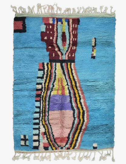Turquoise Handwoven Berber Wool Rug 9 x 6.1 ft / 273 x 187 cm