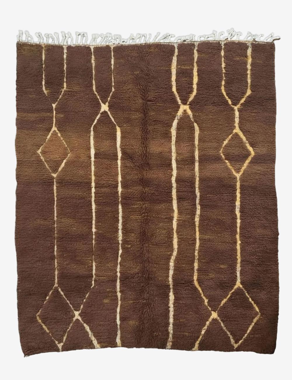 Brown Moroccan Rug 9.5 x 8.2 ft / 290 x 250 cm