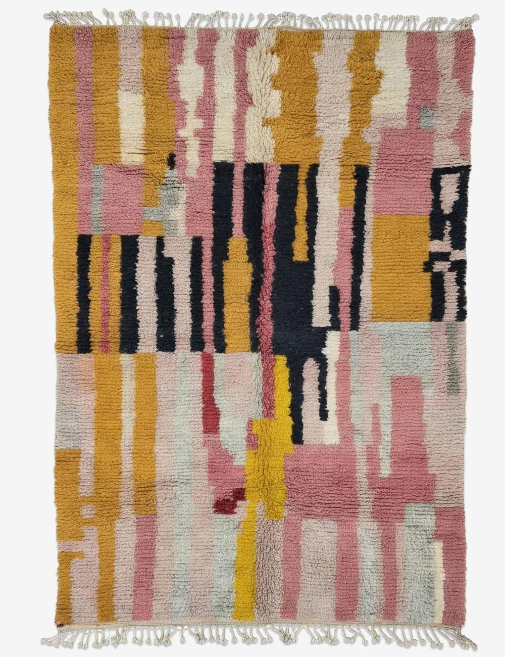 Striped Handwoven Berber Wool Rug 9.9 x 6.5 ft / 303 x 200 cm