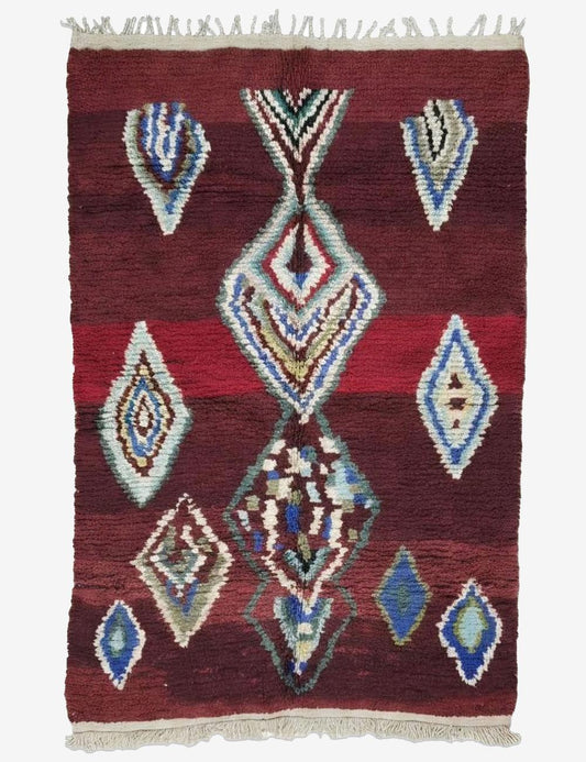 Red Handwoven Berber Wool Rug 8.5 x 5.9 ft / 260 x 181 cm