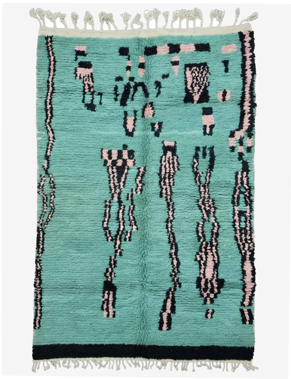 Mint Teal Moroccan Rug 9.2 x 6.1 ft / 280 x 187 cm