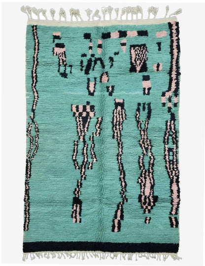 Mint Teal Moroccan Rug 9.2 x 6.1 ft / 280 x 187 cm