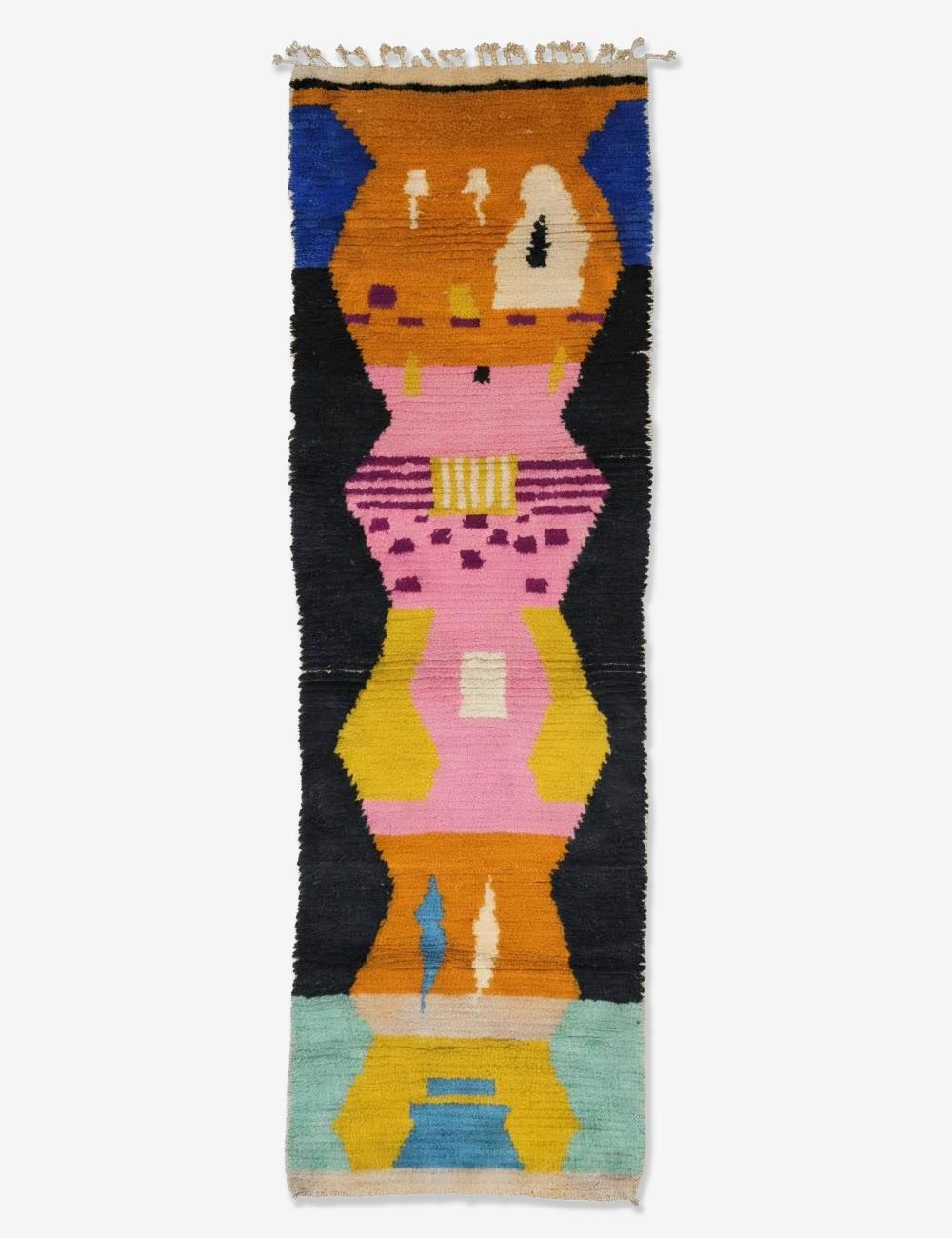 Bold Color-Blocked Design Rug 9.5 x 2.9 ft / 290 x 90 cm