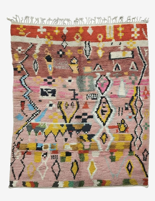 Colorful Abstract Handwoven Berber Wool Rug 8.9 x 7.1 ft / 272 x 219 cm