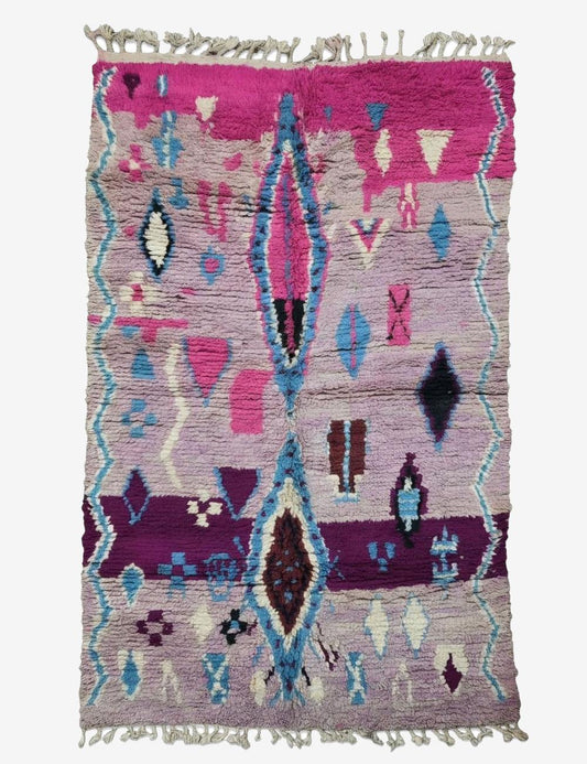 Mauve Handwoven Berber Wool Rug 9.7 x 5.6 ft / 296 x 172 cm