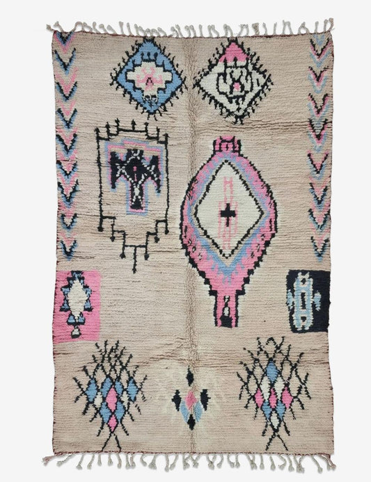 Neutral Handwoven Berber Wool Rug 9.8 x 6.1 ft / 298 x 186 cm