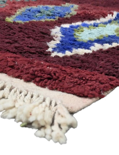 Red Handwoven Berber Wool Rug 8.5 x 5.9 ft / 260 x 181 cm