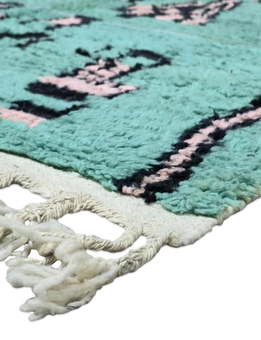 Mint Teal Moroccan Rug 9.2 x 6.1 ft / 280 x 187 cm