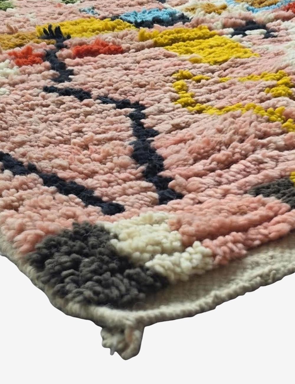 Colorful Abstract Handwoven Berber Wool Rug 8.9 x 7.1 ft / 272 x 219 cm