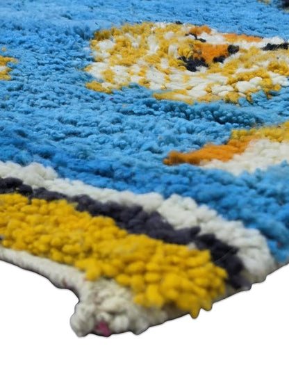 Blue Handwoven Berber Wool Rug 8.9 x 7.2 ft / 270 x 220 cm