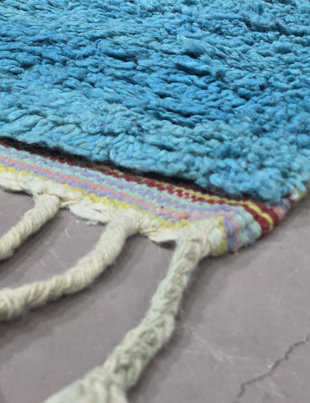 Turquoise Handwoven Berber Wool Rug 9 x 6.1 ft / 273 x 187 cm