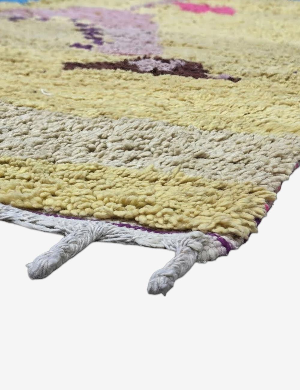 Yellow Floral Handwoven Berber Wool Rug 10 x 6.7 ft / 306 x 206 cm